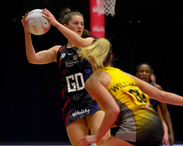 Strathclyde Sirens goal defence Emily Nicholl in action against Wasps during last month's Vitality Super League match in Wakefield.