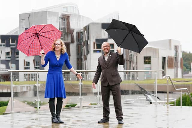 Scottish Greens co-leaders Lorna Slater and Patrick Harvie during their party's Autumn conference in October.
