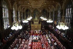 The state opening of parliament in the House of Lords.