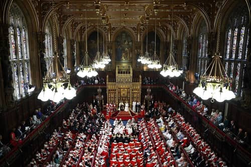 The state opening of parliament in the House of Lords.