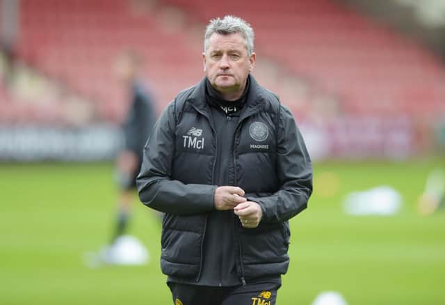 Celtic B manager Tommy McIntyre wants his team's precence in the Lowland League to create a "halfway" between youth and senior level at the club. (Photo by Mark Scates / SNS Group)