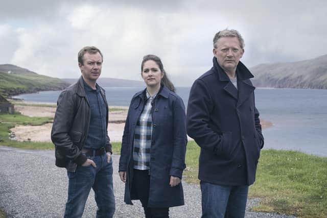 Steven Robertson as DC Sandy Wilson, Alison O'Donnell as DS Alison ‘Tosh’ McIntosh and Douglas Henshall as DI Jimmy Perez are back solving crime in BBC's Shetland, season six.