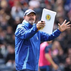 Scotland manager Steve Clarke is seen during a training session at Hampden Park on June 06.