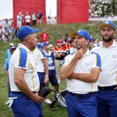 Luke Donald, who was one of Europe's vice-captains, pictured with Lee Westwood, Jon Rahm and Sergio Garcia during the 2021 Ryder Cup at Whistling Straits in Kohler, Wisconsin. Picture: Warren Little/Getty Images.