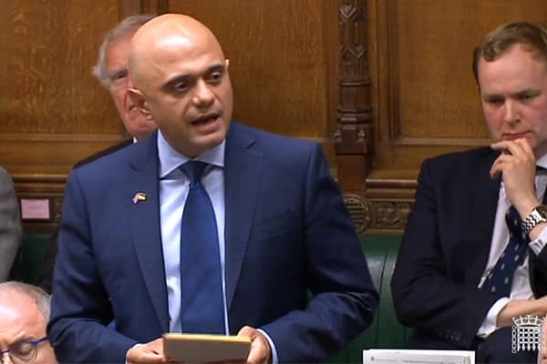 Britain's outgoing health secretary Sajid Javid makes a statement during the weekly session of Prime Minister's Questions at the House of Commons. Photo: HANDOUT/PRU/AFP via Getty Images.