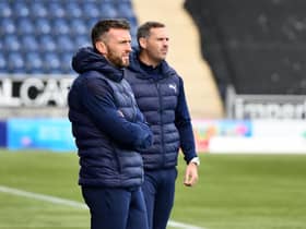 David McCracken (right) will lead Falkirk tomorrow without his co-manager Miller alongside him.