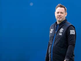 Manager Michael Beale during a Rangers training session at the Rangers Training Centre, on March 31, 2023, in Glasgow, Scotland. (Photo by Alan Harvey / SNS Group)