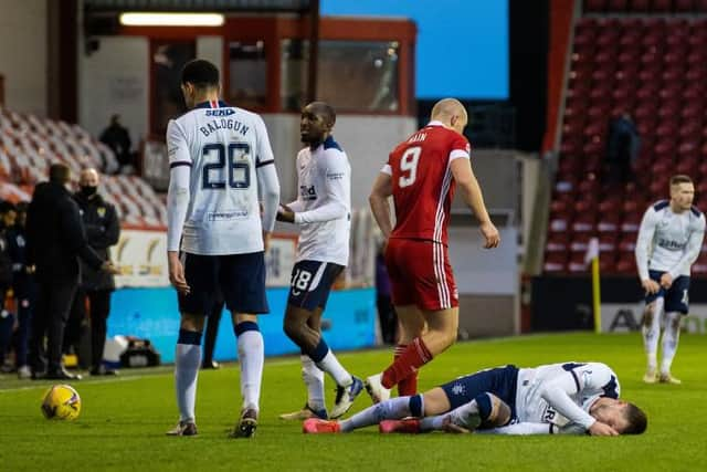 Many believed Curtis Main was fortunate to avoid a red card before the striker was substituted  (Photo by Craig Williamson / SNS Group)