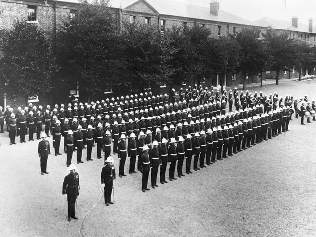 The last ceremonial parade at Eastney Barracks, Sunday, August 31, 1930, of the Royal Naval School of Music, Eastnbey PP1379