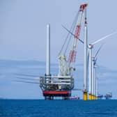 Construction work taking place on the sister Moray West offshore wind project.