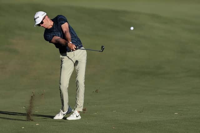 Martin Laird hits from the fairway on the 18th hole at TPC Summerlin on his way to a fourth PGA Tour title triumph. Picture: Matthew Stockman/Getty Images