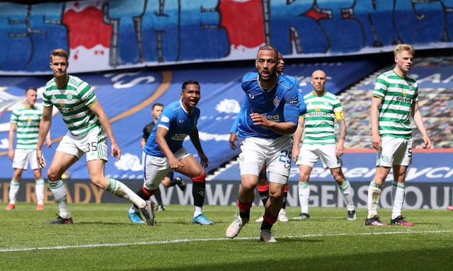 Kemar Roofe, pictured celebrating making it 3-1 against Celtic at Ibrox on Sunday, has enjoyed a productive first season at Rangers with 16 goals to his credit. (Photo by Ian MacNicol/Getty Images)