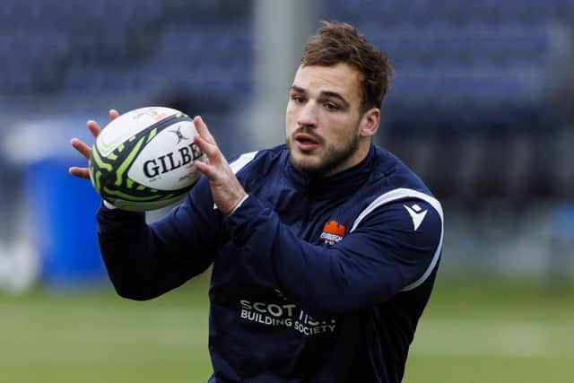 Wes Goosen during an Edinburgh Rugby training session at Hive Stadium, on January 9, 2024. (Photo by Mark Scates / SNS Group)