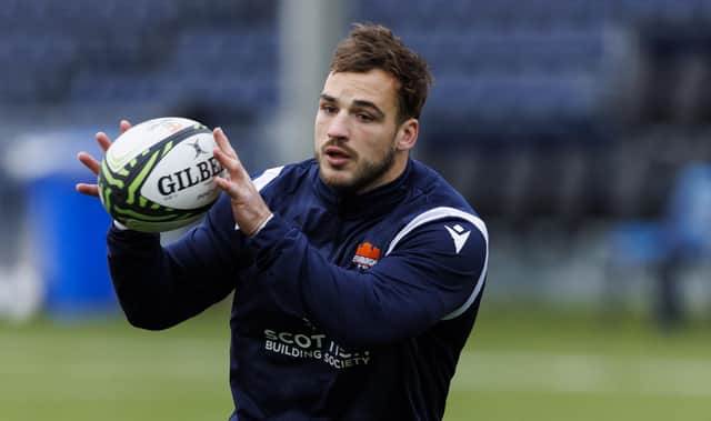 Wes Goosen during an Edinburgh Rugby training session at Hive Stadium, on January 9, 2024. (Photo by Mark Scates / SNS Group)