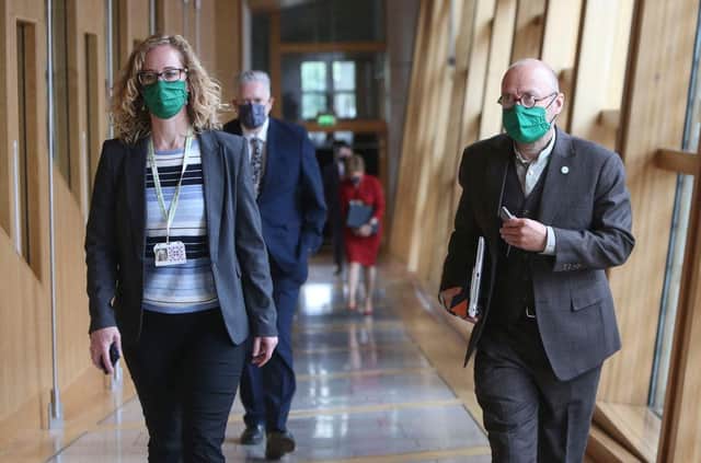 Scottish Green Party Co-Leaders Patrick Harvie and Lorna Slater at the Scottish Parliament (Picture: Fraser Bremner/Pool/AFP via Getty Images)