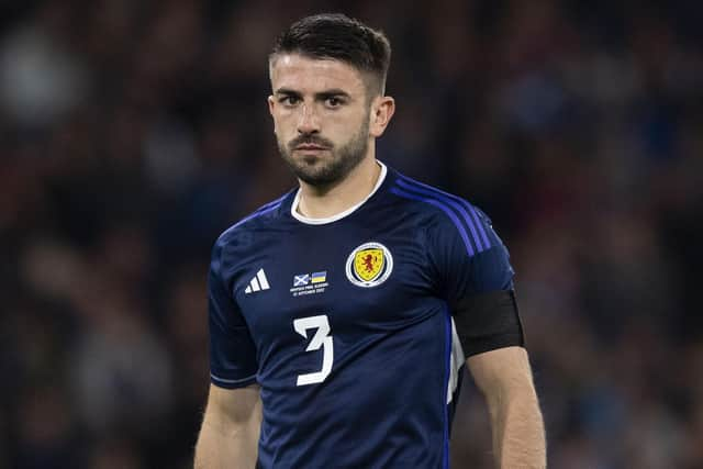 Celtic's Greg Taylor has been left out of the Scotland squad for the Euro 2024 qualifiers against Cyprus and Spain. (Photo by Craig Foy / SNS Group)