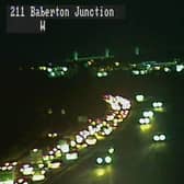 Images taken from a motorway camera show the length of the queues on the A720 this evening.