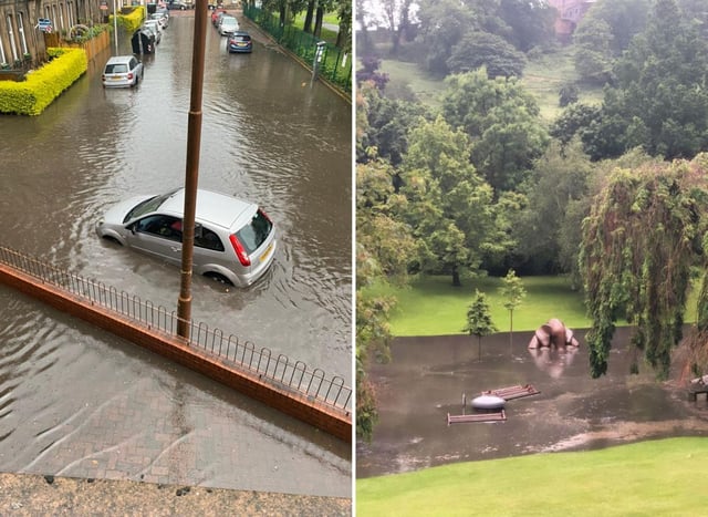 Edinburgh streets, parks, homes and businesses were flooded with water after the extreme rainfall