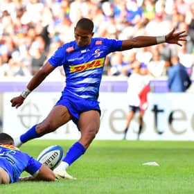 Glasgow Warriors will aim to make life uncomfortable for Stormers stand-off Manie Libbok at Scotstoun in the URC quarter-finals. (Photo by Grant Pitcher/Gallo Images/Getty Images)