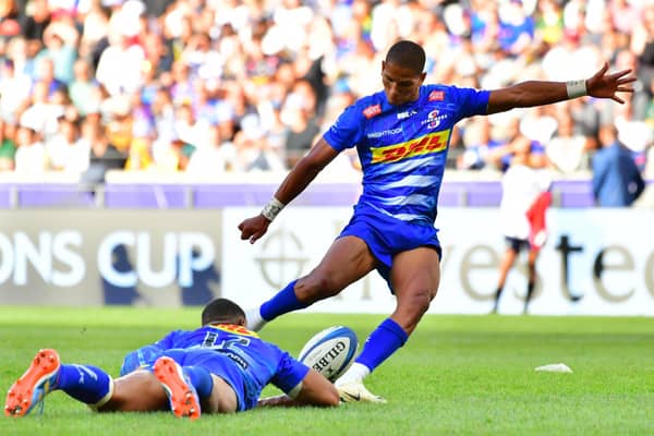 Glasgow Warriors will aim to make life uncomfortable for Stormers stand-off Manie Libbok at Scotstoun in the URC quarter-finals. (Photo by Grant Pitcher/Gallo Images/Getty Images)