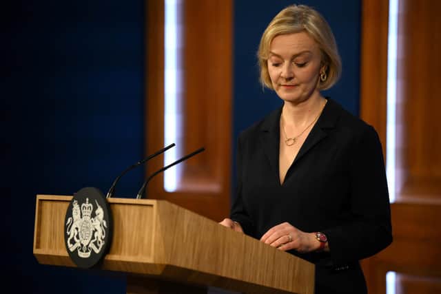 Prime Minister Liz Truss during a press conference in the briefing room at Downing Street, London.