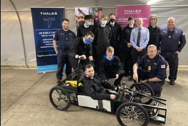Knightswood Secondary pupils with their electric kart