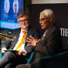 The Scotsman Editor Neil McIntosh with former Chancellor of the Exchequer Alistair Darling. Image: Scott Louden