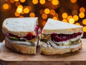 Leftovers Christmas sandwich with turkey, stuffing and cranberry sauce Pic: Magdalena Bujak/Adobe