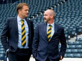 Ian Maxwell, left, alongside Scotland manager Steve Clarke.