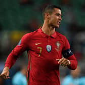 Cristiano Ronaldo, captain of Portugal, prepares for kick off ahead of the international friendly match against Spain at Estadio Jose Alvalade on October 07, 2020 in Lisbon. (Photo by Octavio Passos/Getty Images)