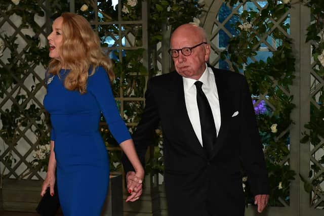 Media mogul Rupert Murdoch and  hi former wife Jerry Hall. Picture Mandel Ngan/AFP/Getty