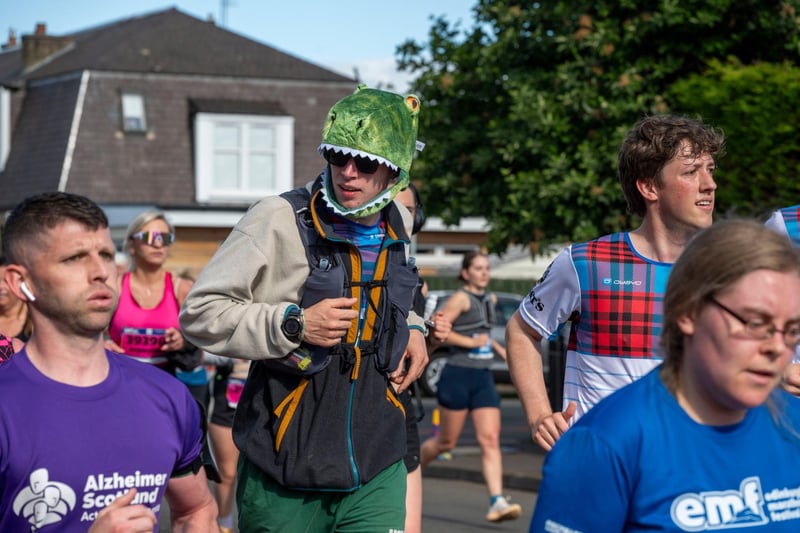 Edinburgh Marathon runners at the four mile mark in the Craigentinny area of the City