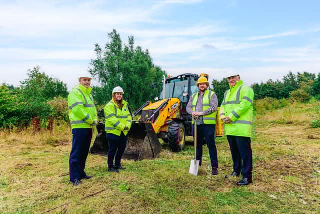 Graham McPhail, Professor Gillian Murray, Dr Ross Donaldson and Professor Gerald Buller on the site of the new optical ground station. Picture: Ben Glasgow/Heriot-Watt University