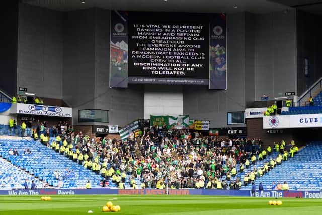 Celtic fans were moved to the corner section of Ibrox in 2018 having previously been allocated the adjacent Broomloan Road stand. (Photo by Craig Williamson / SNS Group)