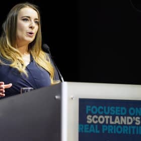 Deputy leader of the Scottish Conservative Party Meghan Gallacher MSP speaking at the Scottish Conservative party conference. Andrew Milligan/PA Wire