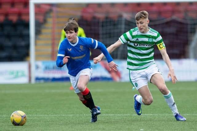 Tony Weston of Rangers and Dane Murray of Celtic have both featured for their respective B teams in the Lowland League this season.  (Photo by Craig Brown / SNS Group)