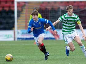 Tony Weston of Rangers and Dane Murray of Celtic have both featured for their respective B teams in the Lowland League this season.  (Photo by Craig Brown / SNS Group)