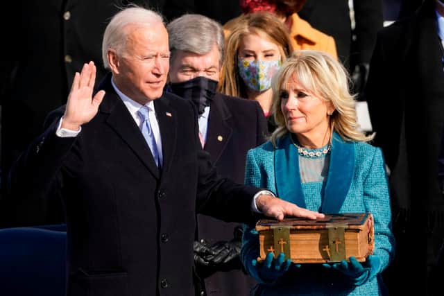 Joe Biden is sworn in as the 46th US president. Picture: Andrew Harnik/AFP/Getty