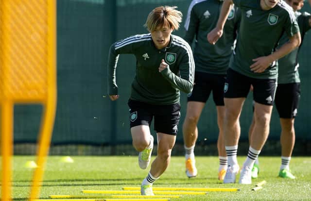 Kyogo Furuhashi trained ahead of Celtic v Real Madrid despite suffering a shoulder injury against Rangers at the weekend.