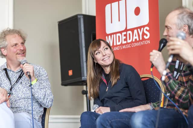 Olaf Furniss, left, leads a panel discussion at Wide Days PIC: Jannica Honey