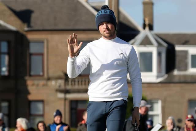 Richard Mansell celebrates a closing birdie at Carnoustie in the third round of the Alfred Dunhill Links Championship. Picture: Jan Kruger/Getty Images.