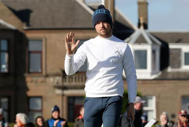 Richard Mansell celebrates a closing birdie at  Carnoustie in the third round of the Alfred Dunhill Links Championship. Picture: Jan Kruger/Getty Images.