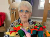 Anne, receptionist at Landale Court, with the Trauma Teddies