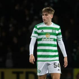 Adam Montgomery in action for Celtic during a cinch Premiership match between Ross County and Celtic at the Global Energy Stadium, on December 15, 2021, in Dingwall, Scotland. (Photo by Craig Foy / SNS Group)