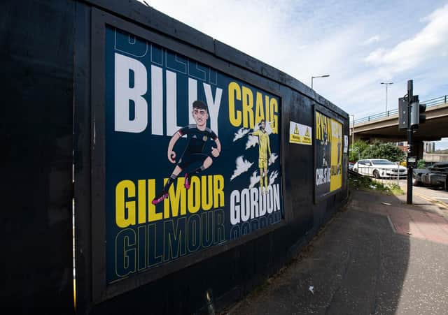 GLASGOW, SCOTLAND - JUNE 07:  A general view of posters put up in support of the Scotland team ahead of their Euro 2020 campaign on June 07, 2021, in Glasgow, Scotland. (Photo by Craig Foy / SNS Group)