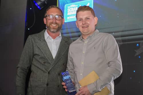Calum Montgomery won Scottish Chef of the Year, which was presented by Sam O'Kane, National Business Development Manager, Chef Works & Bragard UK