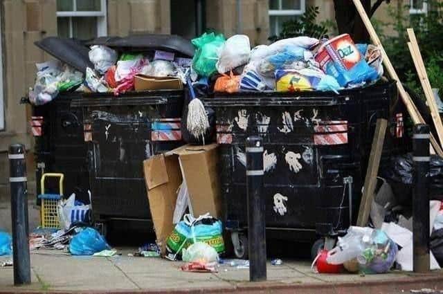 Rubbish has piled up in streets across Scotland during the bin strikes