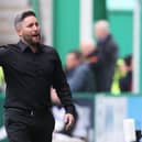 Hibs boss Lee Johnson during the club's Premiership clash with Rangers.  (Photo by Alan Harvey / SNS Group)