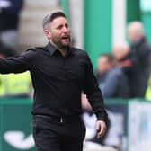 Hibs boss Lee Johnson during the club's Premiership clash with Rangers.  (Photo by Alan Harvey / SNS Group)