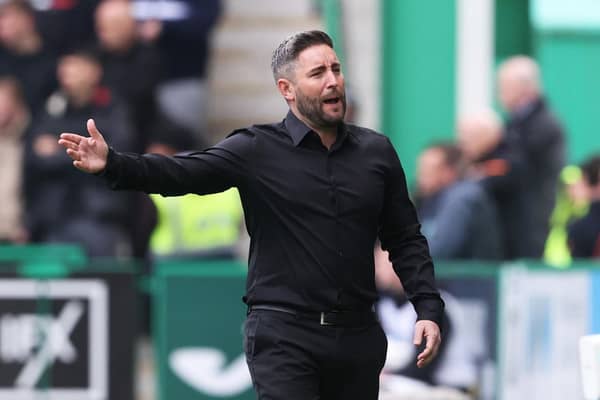 Hibs boss Lee Johnson during the club's Premiership clash with Rangers.  (Photo by Alan Harvey / SNS Group)